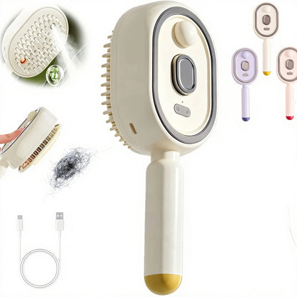 Electric Spray Air Cushions Massage Comb 3 in 1 Self Cleaning Steam Essential Oil Brush Rechargeable Spray Pet Massager Combs